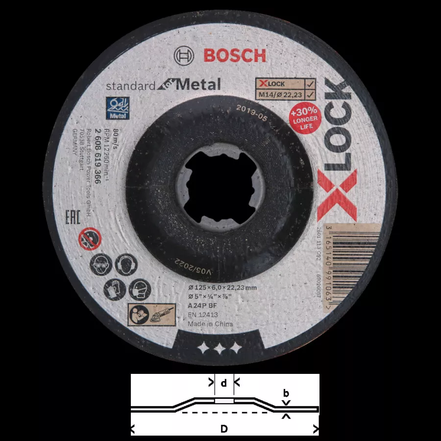 Meule à ébarber XLock 125mm Standard for Metal Bosch